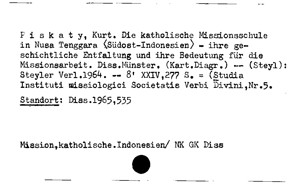 [Katalogkarte Dissertationenkatalog bis 1980]