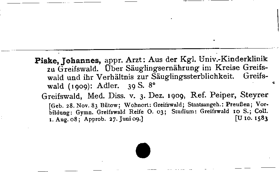 [Katalogkarte Dissertationenkatalog bis 1980]