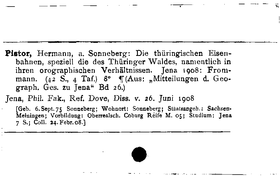 [Katalogkarte Dissertationenkatalog bis 1980]