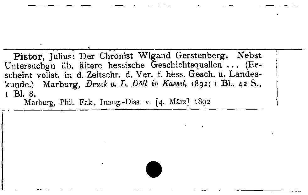 [Katalogkarte Dissertationenkatalog bis 1980]