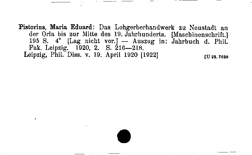 [Katalogkarte Dissertationenkatalog bis 1980]