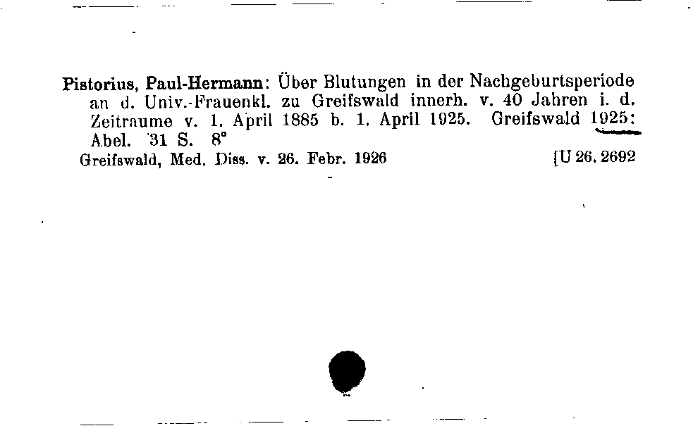 [Katalogkarte Dissertationenkatalog bis 1980]