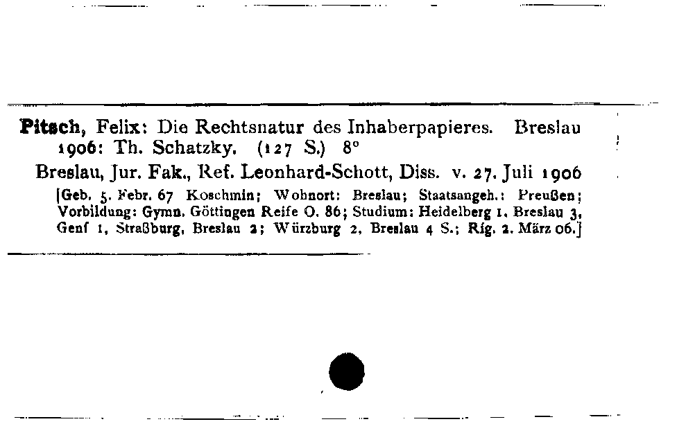 [Katalogkarte Dissertationenkatalog bis 1980]