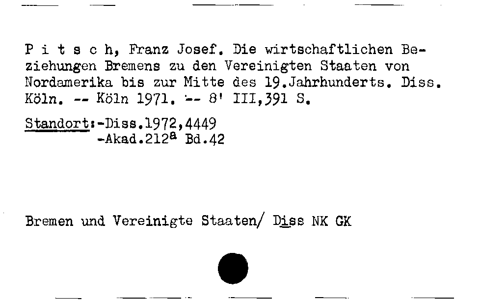 [Katalogkarte Dissertationenkatalog bis 1980]