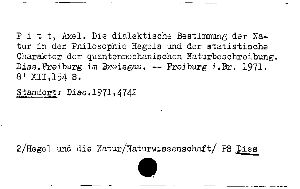 [Katalogkarte Dissertationenkatalog bis 1980]