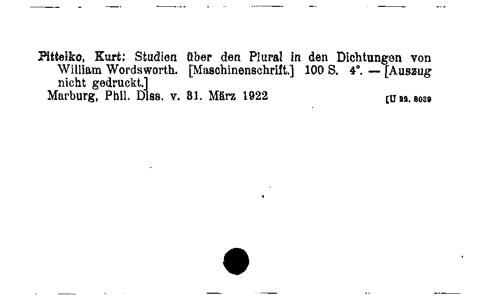 [Katalogkarte Dissertationenkatalog bis 1980]