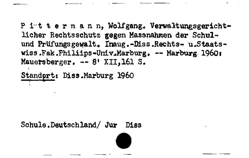 [Katalogkarte Dissertationenkatalog bis 1980]