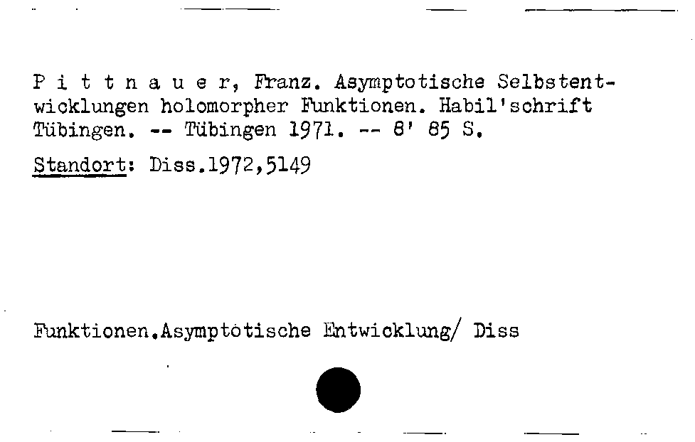 [Katalogkarte Dissertationenkatalog bis 1980]