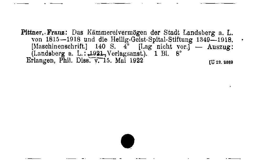 [Katalogkarte Dissertationenkatalog bis 1980]