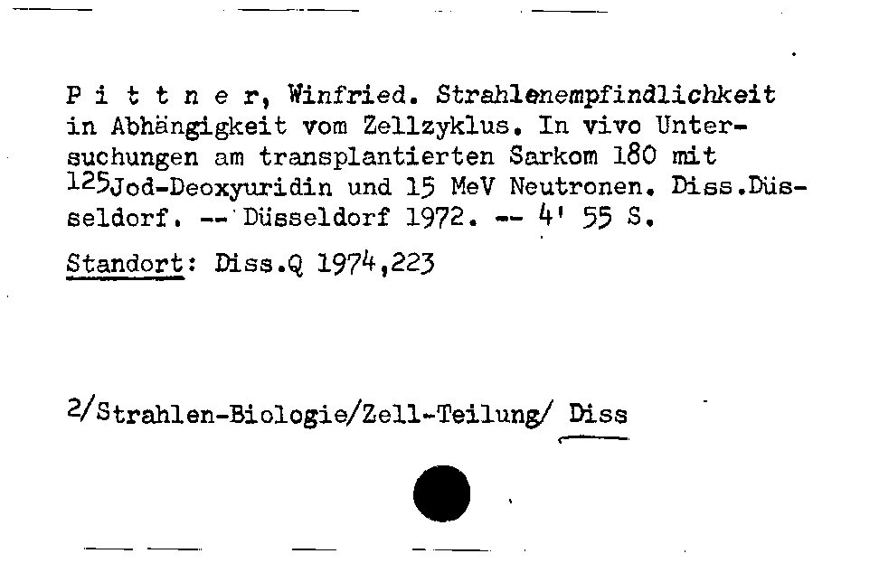 [Katalogkarte Dissertationenkatalog bis 1980]