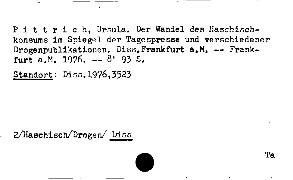 [Katalogkarte Dissertationenkatalog bis 1980]