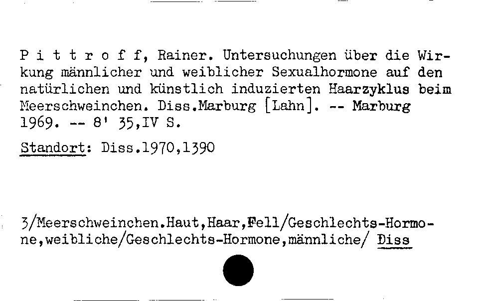 [Katalogkarte Dissertationenkatalog bis 1980]