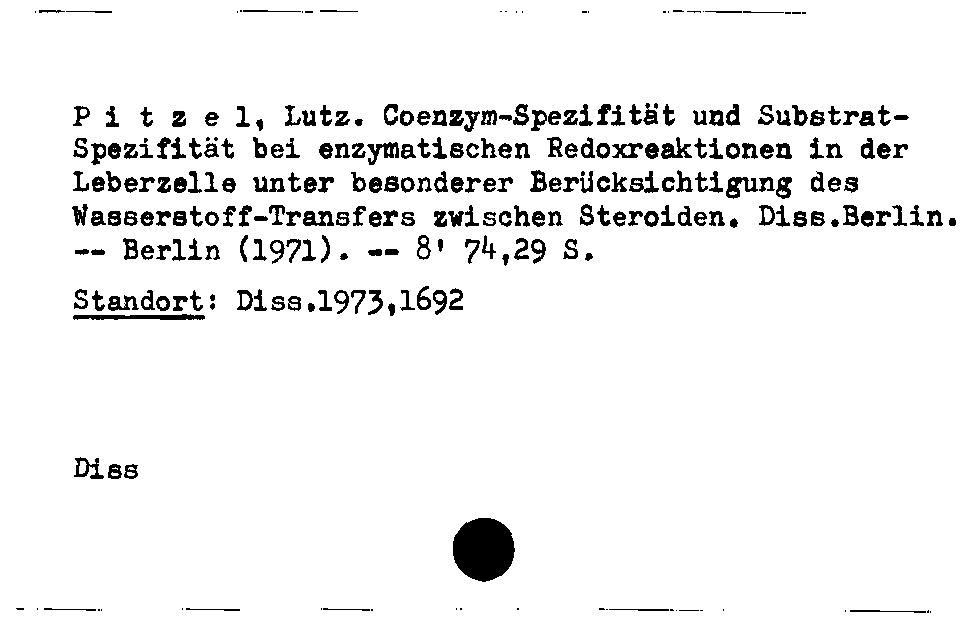 [Katalogkarte Dissertationenkatalog bis 1980]