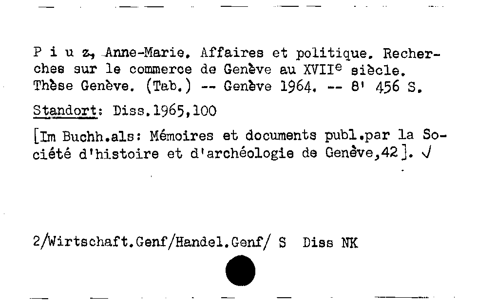 [Katalogkarte Dissertationenkatalog bis 1980]