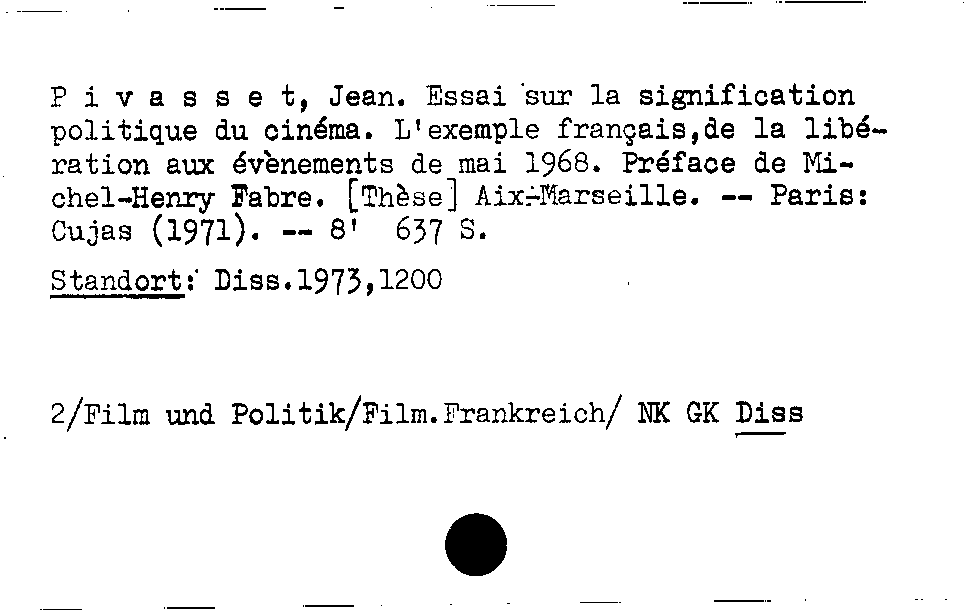 [Katalogkarte Dissertationenkatalog bis 1980]