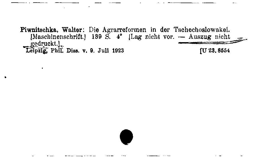 [Katalogkarte Dissertationenkatalog bis 1980]