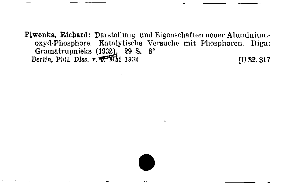 [Katalogkarte Dissertationenkatalog bis 1980]