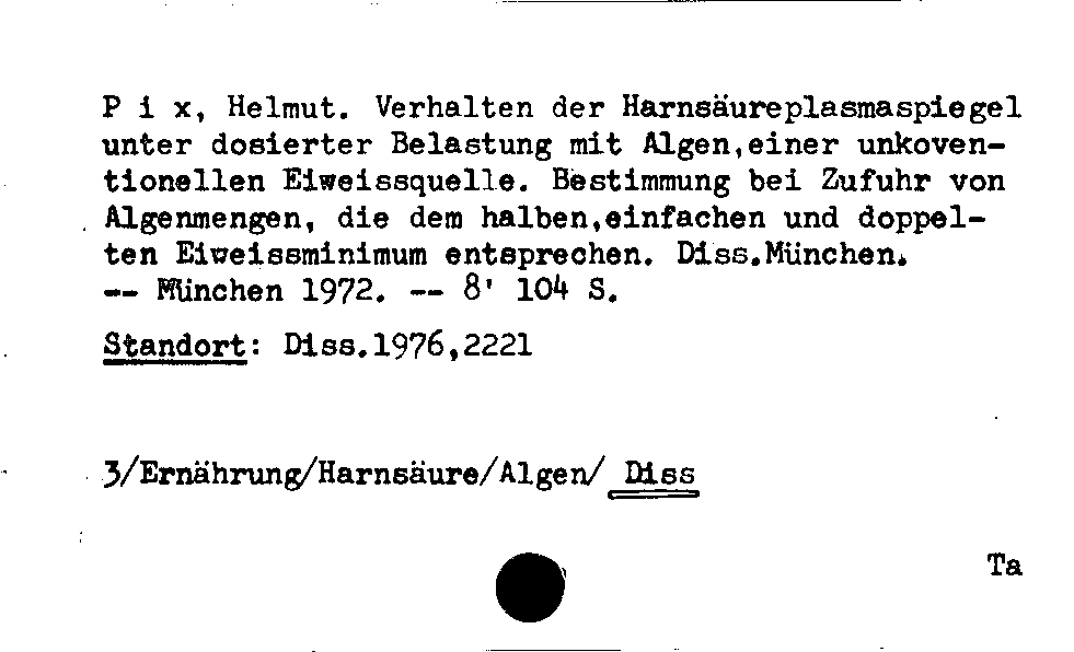 [Katalogkarte Dissertationenkatalog bis 1980]