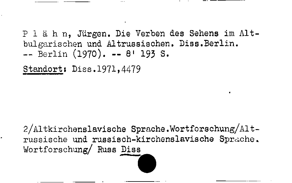 [Katalogkarte Dissertationenkatalog bis 1980]