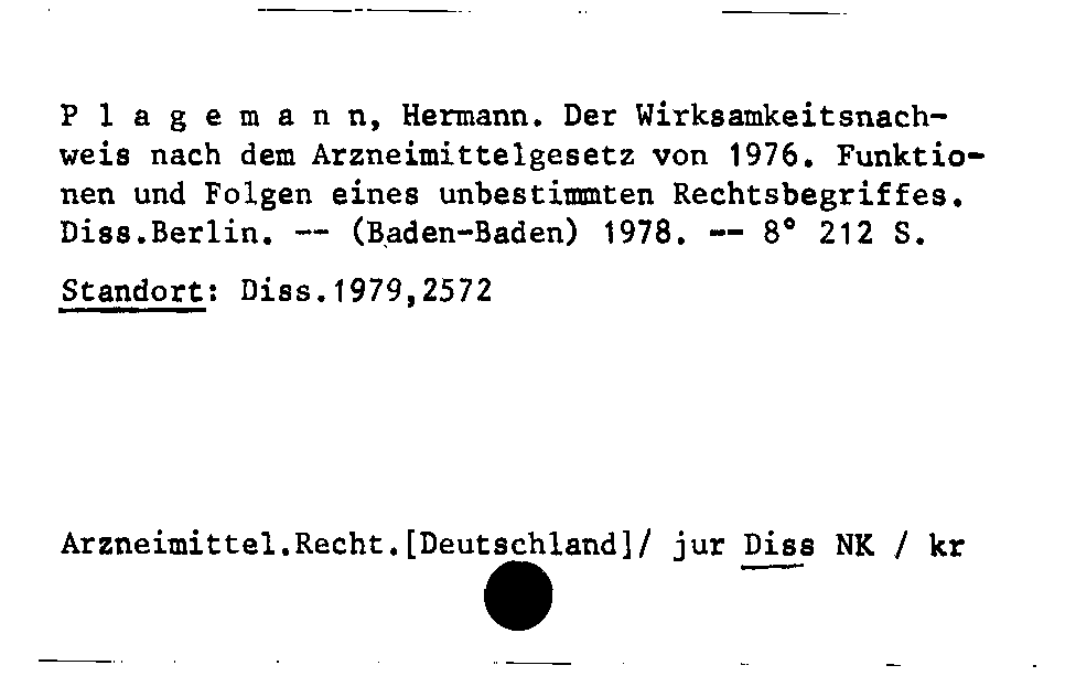 [Katalogkarte Dissertationenkatalog bis 1980]