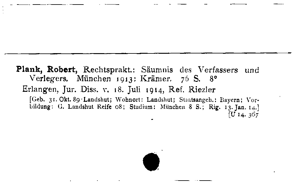 [Katalogkarte Dissertationenkatalog bis 1980]