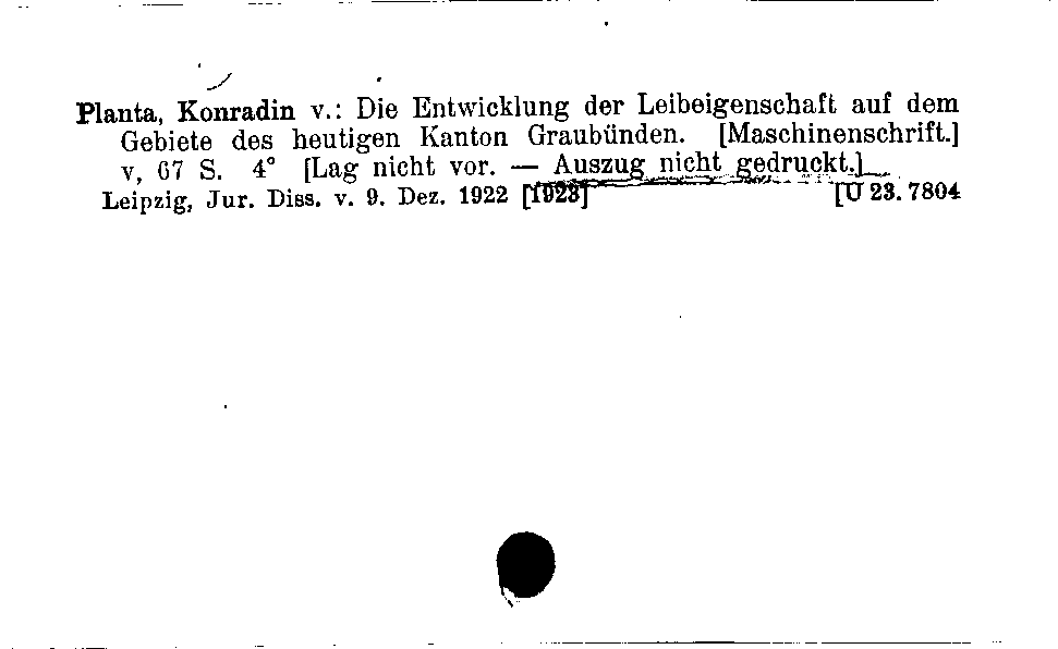 [Katalogkarte Dissertationenkatalog bis 1980]