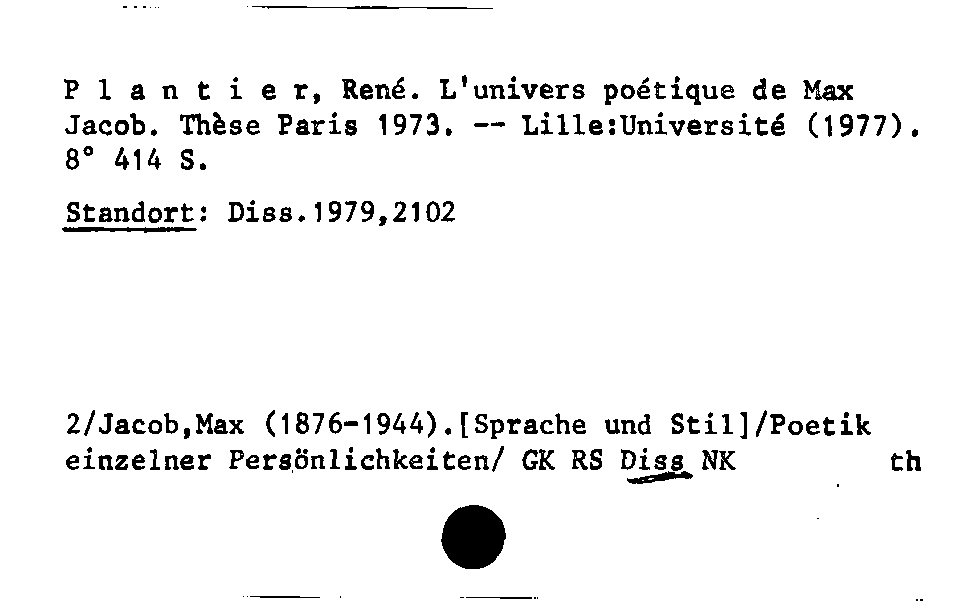 [Katalogkarte Dissertationenkatalog bis 1980]