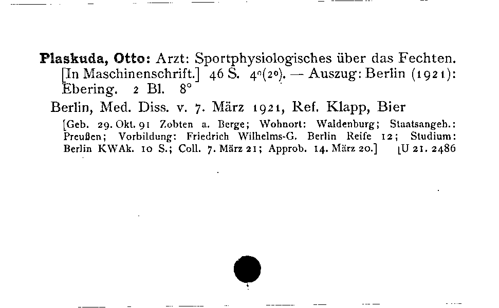 [Katalogkarte Dissertationenkatalog bis 1980]