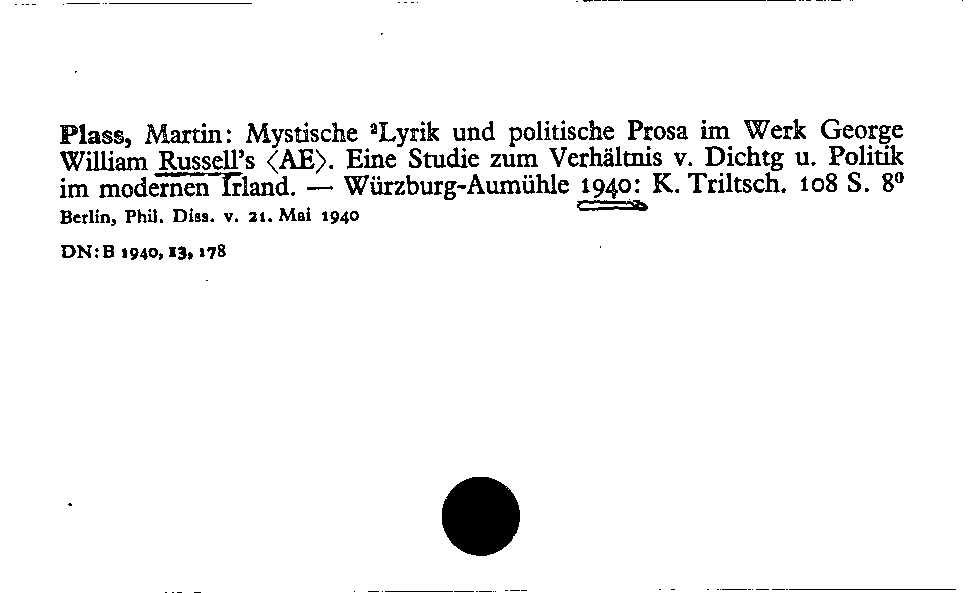 [Katalogkarte Dissertationenkatalog bis 1980]