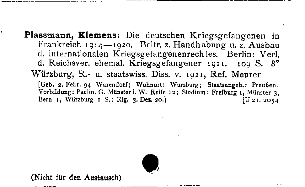 [Katalogkarte Dissertationenkatalog bis 1980]