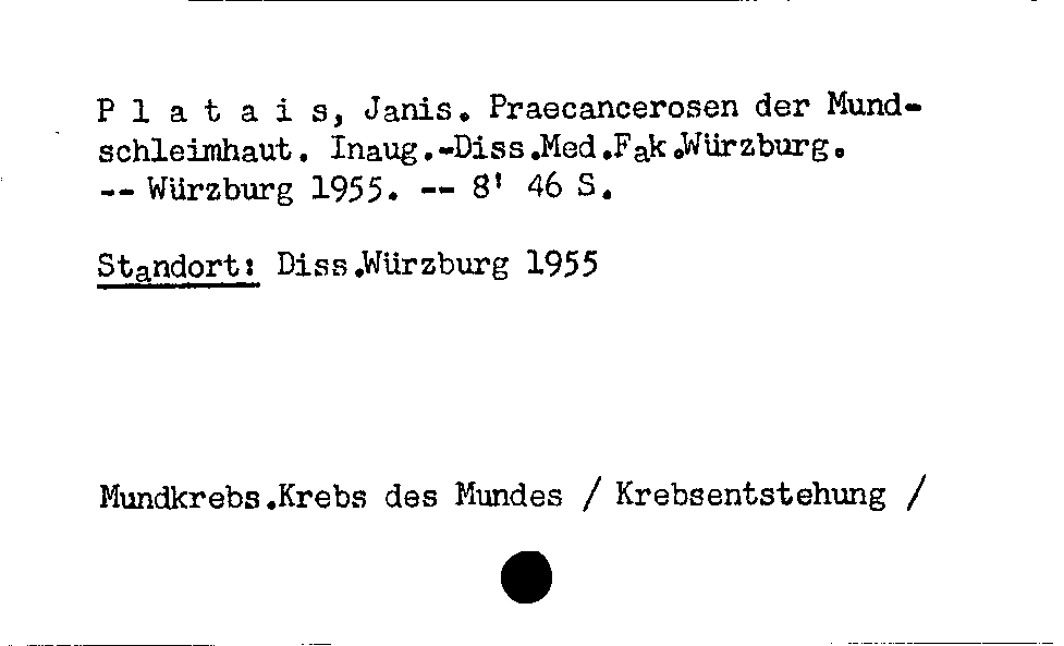 [Katalogkarte Dissertationenkatalog bis 1980]