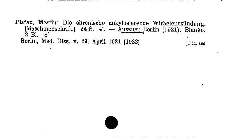 [Katalogkarte Dissertationenkatalog bis 1980]