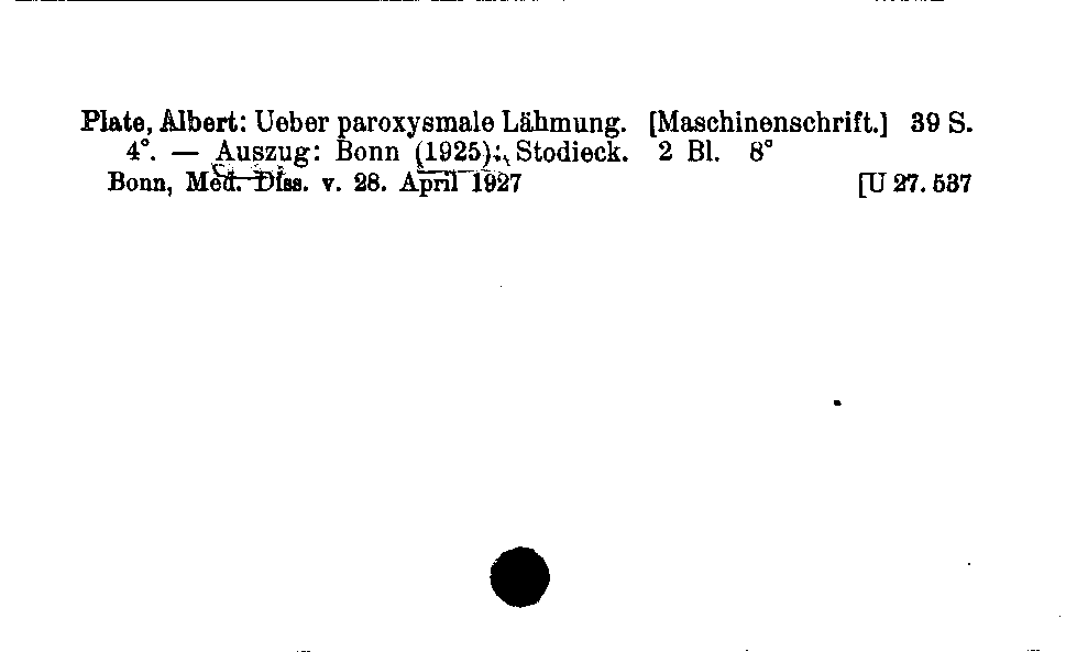 [Katalogkarte Dissertationenkatalog bis 1980]