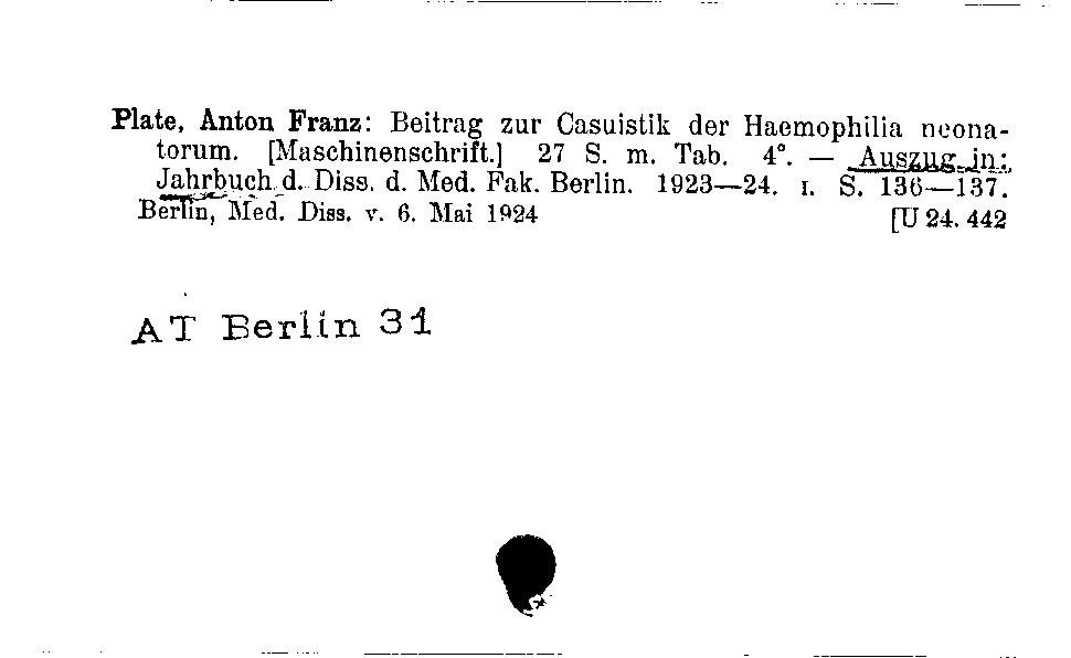 [Katalogkarte Dissertationenkatalog bis 1980]