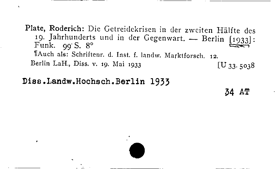 [Katalogkarte Dissertationenkatalog bis 1980]