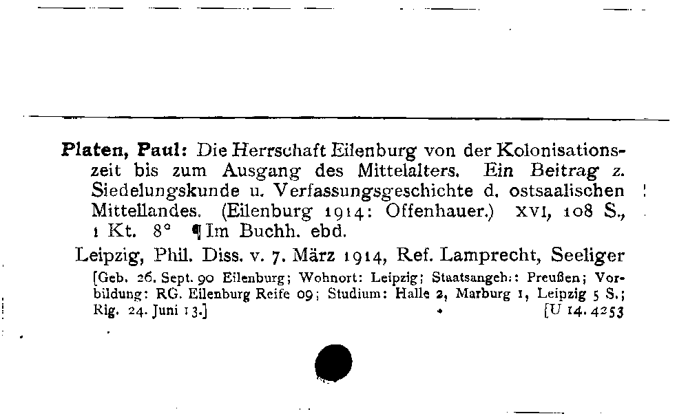 [Katalogkarte Dissertationenkatalog bis 1980]