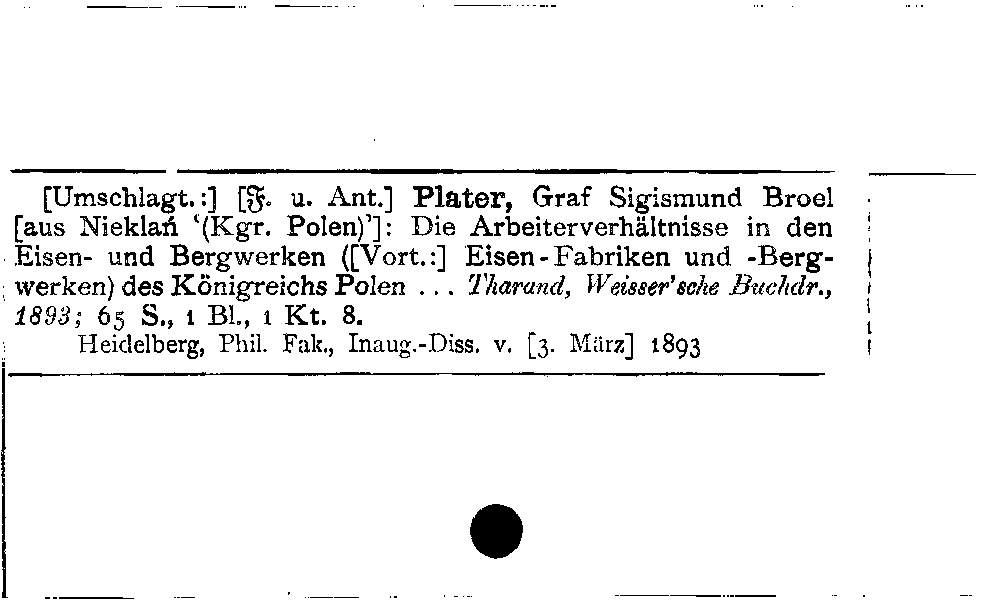 [Katalogkarte Dissertationenkatalog bis 1980]