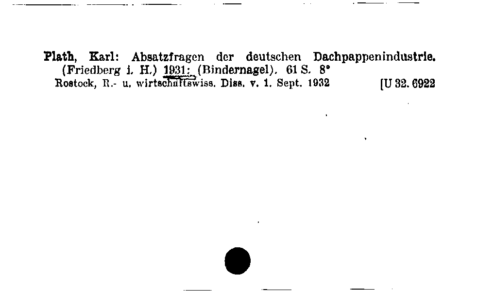 [Katalogkarte Dissertationenkatalog bis 1980]