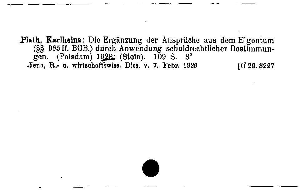 [Katalogkarte Dissertationenkatalog bis 1980]