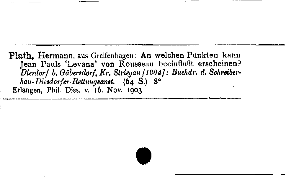 [Katalogkarte Dissertationenkatalog bis 1980]