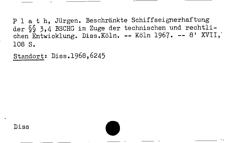 [Katalogkarte Dissertationenkatalog bis 1980]