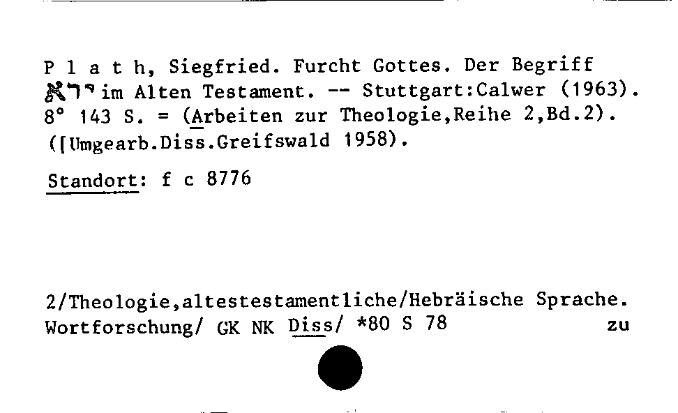 [Katalogkarte Dissertationenkatalog bis 1980]