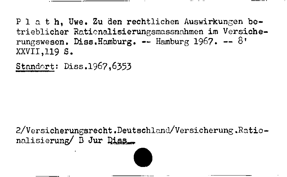 [Katalogkarte Dissertationenkatalog bis 1980]