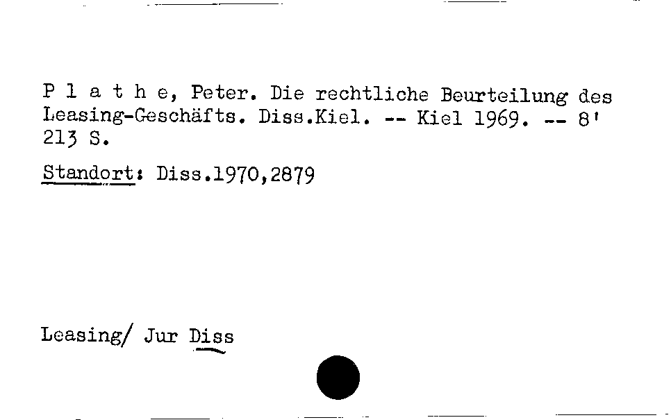 [Katalogkarte Dissertationenkatalog bis 1980]