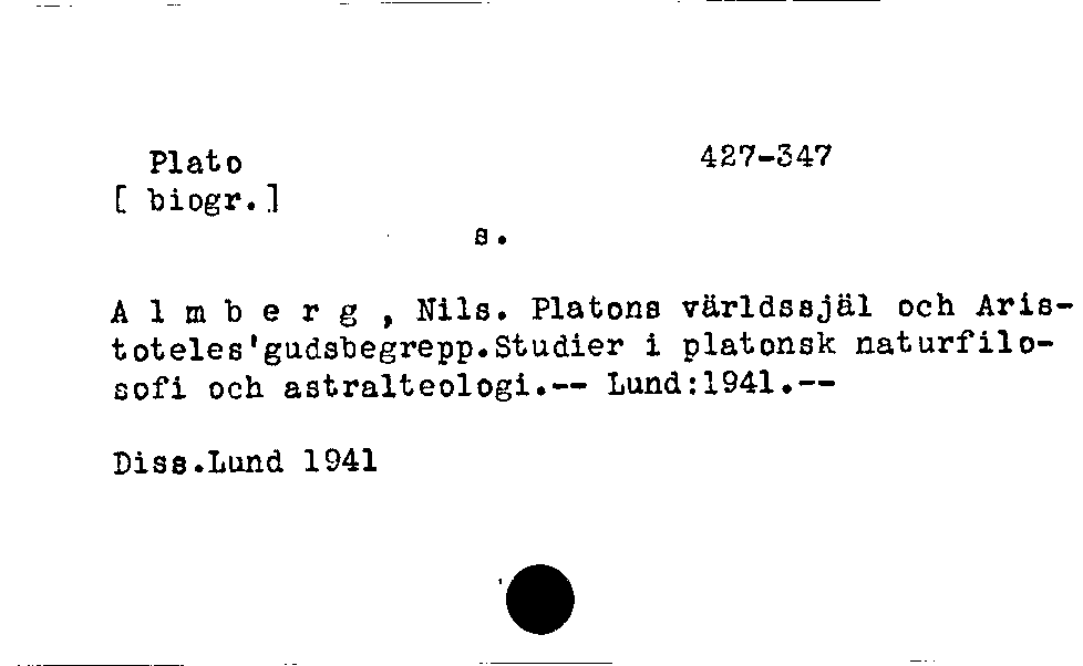 [Katalogkarte Dissertationenkatalog bis 1980]