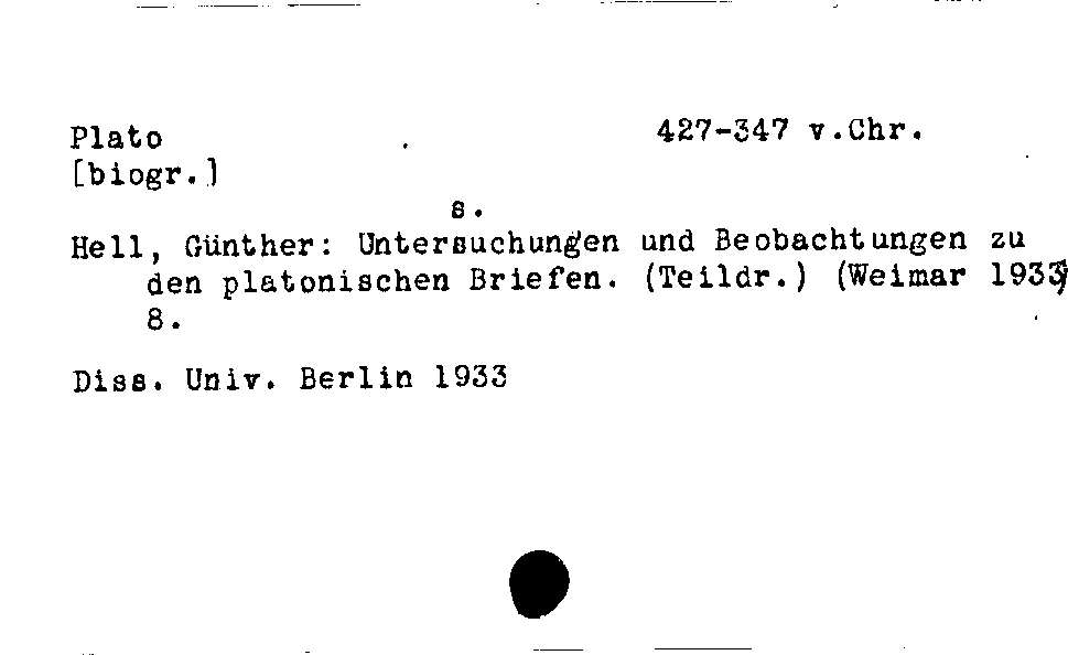 [Katalogkarte Dissertationenkatalog bis 1980]