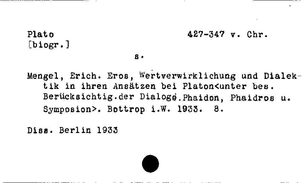 [Katalogkarte Dissertationenkatalog bis 1980]