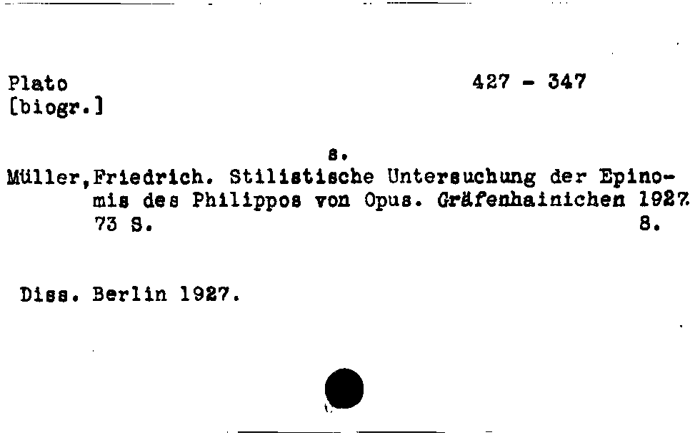 [Katalogkarte Dissertationenkatalog bis 1980]