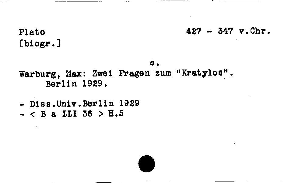 [Katalogkarte Dissertationenkatalog bis 1980]