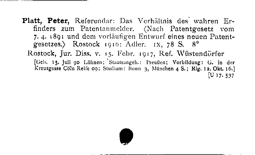 [Katalogkarte Dissertationenkatalog bis 1980]